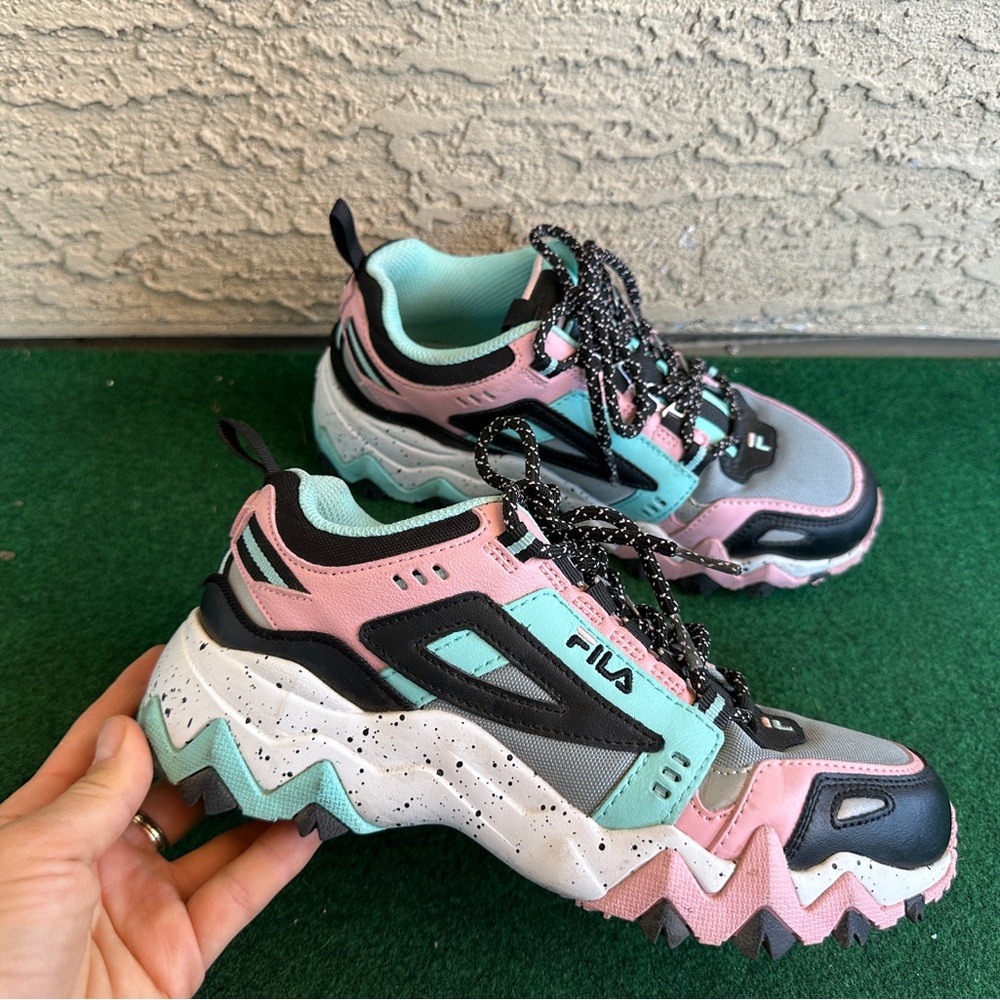 Fila Pink and Teal Chunky Sneakers